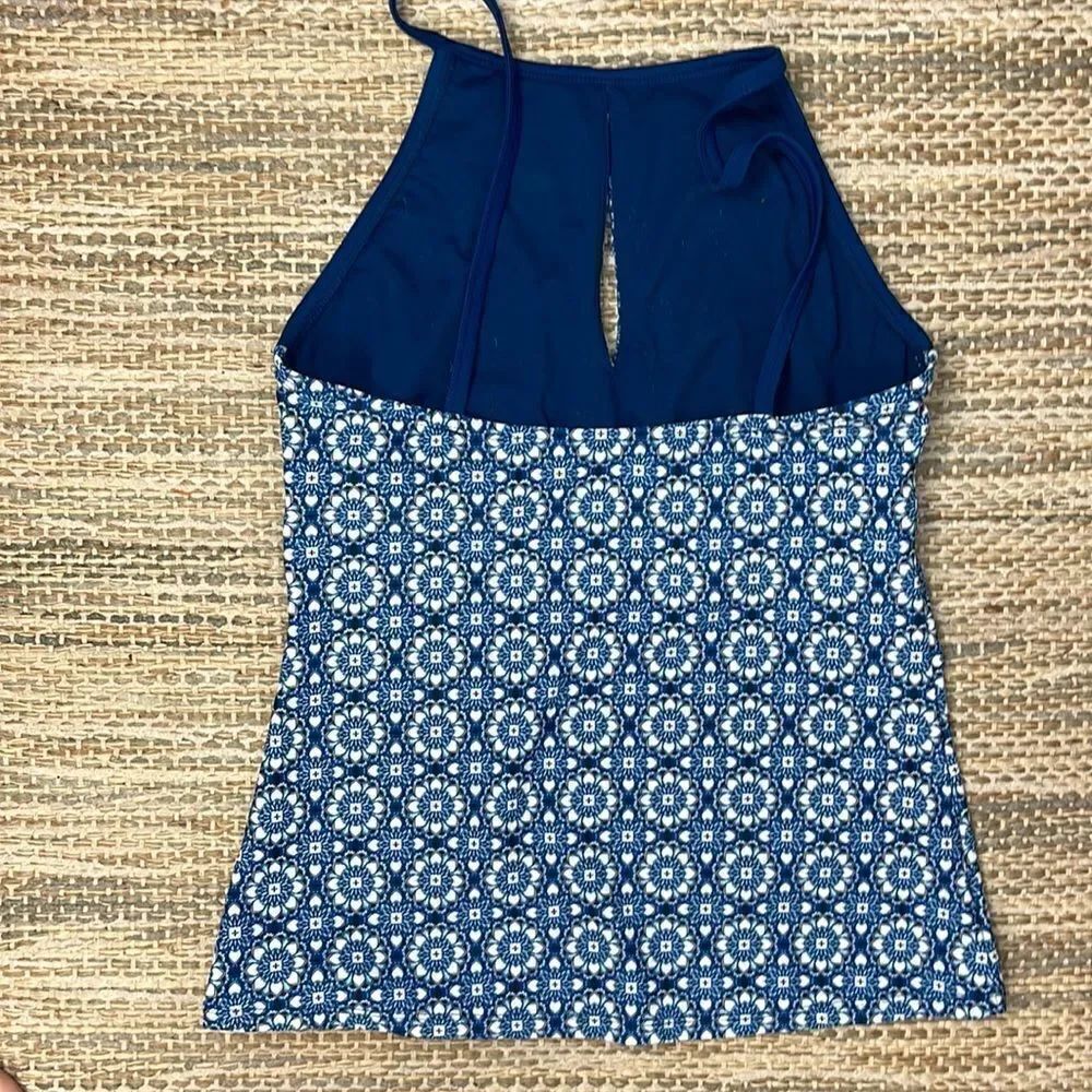 Ellen Tracy Blue Patterned Tankini Size 8 - Picture 4 of 14